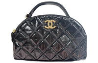 CHANEL Lambskin Bowling Bag Handbag Shoulder Bag Crossbody Bag Small Size Women's Black