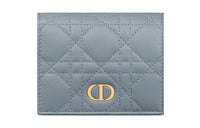 DIOR Caro Calfskin Wallet Mini Women's Blue