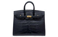 HERMES Birkin Matte Finish Block Crocodile Misibis Crocodile Leather Handbag Regular Women's Black