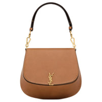 SAINT LAURENT Calfskin Handbag Shoulder Bag Women's Brick Brown