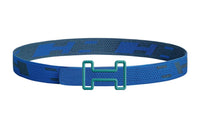 HERMES Cow Leather Leather Belts Men's Blue Width: 3.2cm