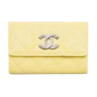 CHANEL Calfskin Wallet Women's Light Yellow