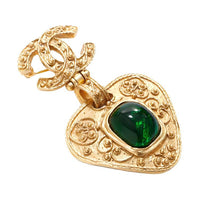 CHANEL 1994 Gripoix Gold plated Heart Brooch
