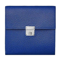 HERMES Clic Mysore Goat Skin Card Holder Wallet Mini Women's Blue
