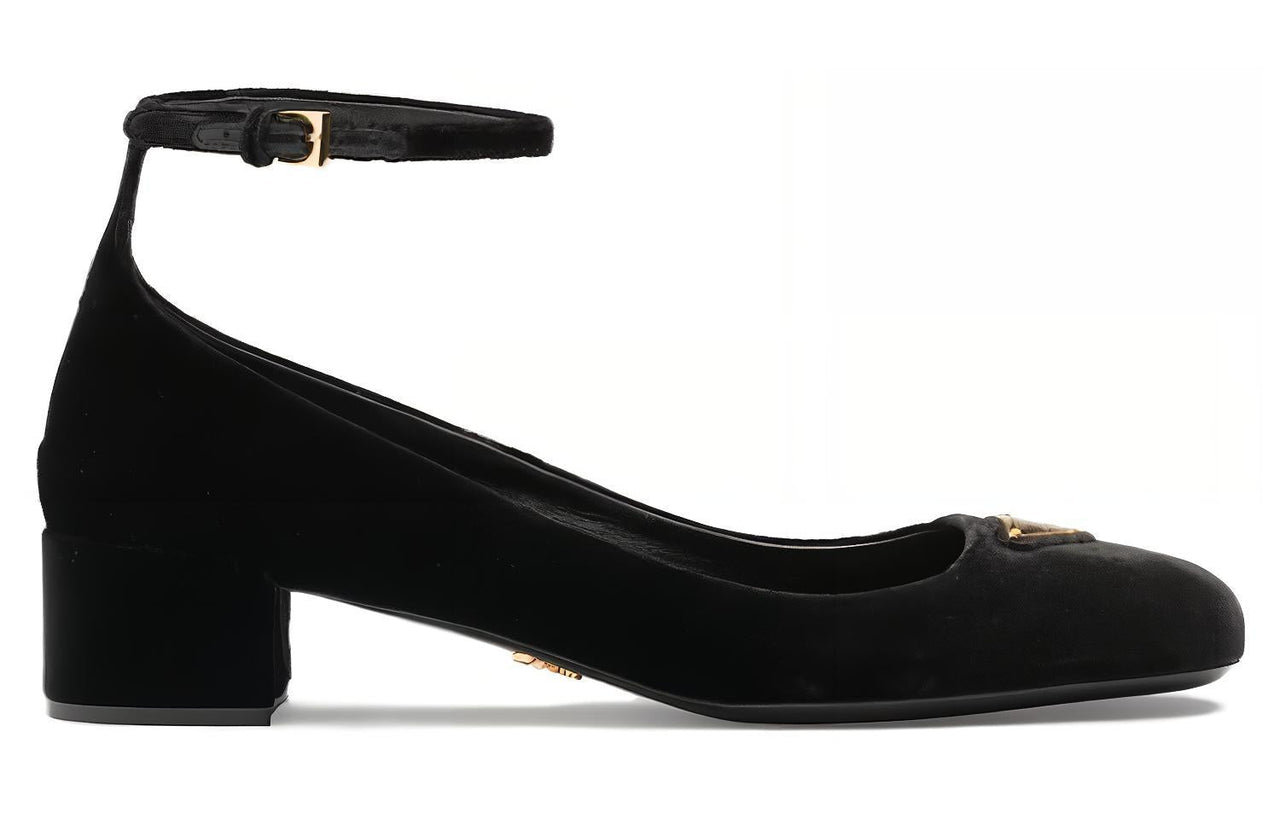 PRADA 35mm Triangle-logo Velvet Pumps
