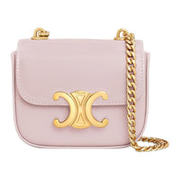 CELINE Triomphe Shiny Calfskin Shoulder Bag, Crossbody Bag Mini Women's Light Pink