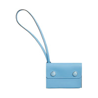 HERMES Hermèsnap Swift Calfskin Card Holder Regular Women's Sky Blue