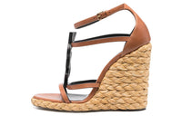 SAINT LAURENT Cassandra Open Toe Wedge Sandals Women's