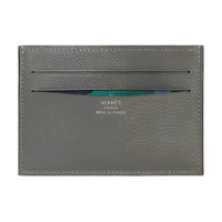 HERMES Evercolor Calfskin Card Holder Regular Women's Cumulus Cloud Grey/Sapphire Blue