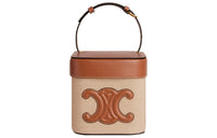 CELINE Triomphe Textile Cow Leather Box Bag Shoulder Bag Crossbody Bag Handbag Women's Beige Tan