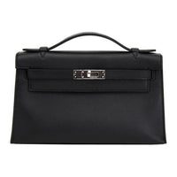 HERMES Mini Kelly Generation 1 Swift Leather Handbag Women's Black & Gold Brown