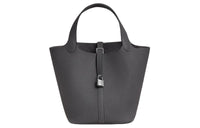 HERMES Picotin Maurice Bullock Leather Basket Bag Handbag Bucket Bag Women's 88 Graphite Graphite Gray