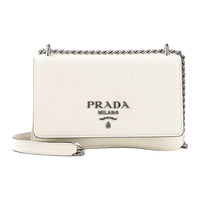 PRADA Calfskin Shoulder Bag Women's White