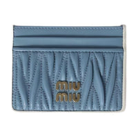 MIU MIU Sheepskin Card Holder Women's Light Blue & White
