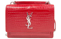 SAINT LAURENT SUNSET Cow Leather Handbag Shoulder Bag Crossbody Bag Women's Red