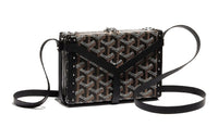 GOYARD Minaudière Trunk Canvas With Leather Clutch Hard Case Women's Black