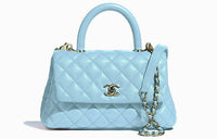 CHANEL Cow Leather One Shoulder Handbags Regular Women's Sky Blue