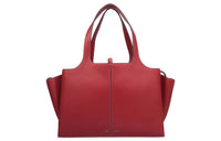 CELINE Cow Leather Shoulder Bag, Crossbody Bag, Handbag Large Size Women's Red