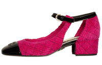 CHANEL Chunky Heel Mary Jane Shoes Women's Rose Red