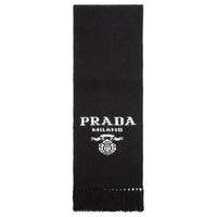 PRADA Wool Knit Scarves Men's Black