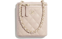 CHANEL Calfskin With Gold Tone Metal Shoulder Bag Small Size Women's Light Pink