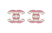 CHANEL 2013 Cc Striped Stud Earrings