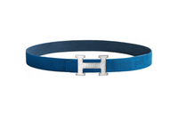 HERMES Nylon Belt Unisex Blue Width: 3.2CM