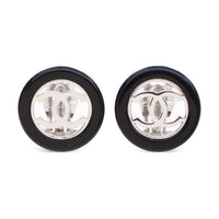 CHANEL Silver-Plated Earrings Women's Black