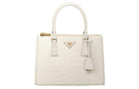 PRADA Galleria Killer Bag Crocodile Leather Shoulder Bag Crossbody Bag Handbag Medium Size Women's White