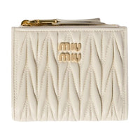 MIU MIU Matelassé Lambskin Wallet Small Size Women's White