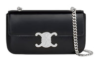 CELINE Triomphe Satin Calfskin Shoulder Bag Handbag Shoulder Bag Women's Black