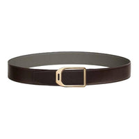 HERMES Metal Brass Calfskin Leather Belts Men's Brown Width: 3.8CM