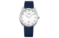 HERMES Arceau Wrist Watch Quartz Movement Calfskin Strap Blue Dial Men's W055382WW00