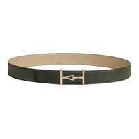 HERMES Calfskin Leather Belts Men's Green Umber Width 3.2CM