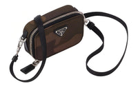 PRADA Leather Shoulder Bag Crossbody Bag Small Size Women's Dark Brown