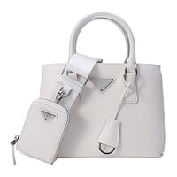 PRADA Leather Portable Crossbody Bag Shoulder Bag Mini Women's White