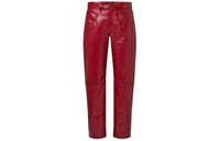 LOUIS VUITTON Leather Pants Women's Red