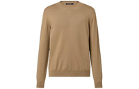LOUIS VUITTON Embossed Lv Cashmere Crewneck Sweater Men's Beige