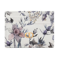 DIOR Caro Cow Leather Card Holder Women's White