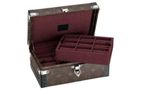 LOUIS VUITTON Canvas With Leather Trim Cufflink Box Hard Case Men's Brown