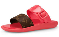 LOUIS VUITTON Sunbath Slide Slippers Women's Coral Red