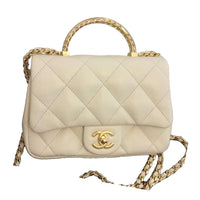 CHANEL Leather Shoulder Bag Crossbody Bag Handbag Women's White