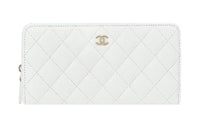 CHANEL Textured Calfskin Wallet Women's White