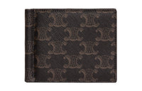 CELINE TriompheCANVAS Canvas paneled Calfskin Trim Wallet Men's Black