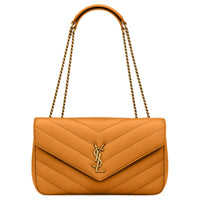 SAINT LAURENT LOULOU Sheepskin Shoulder Bag Medium Size Women's Sunflower