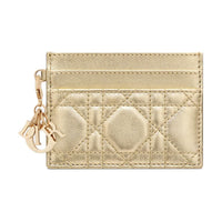 DIOR Lady Dior Calfskin Card Holder Women's Gold