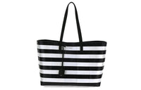SAINT LAURENT Leather Handbag Shoulder Bag Regular Women's Black/White