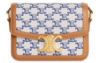 CELINE Triomphe Canvas With Leather Shoulder Bag Handbag Shoulder Bag Crossbody Bag Women's Blue