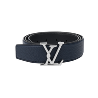 LOUIS VUITTON Leather Leather Belts Unisex Blue Width: 3.5cm