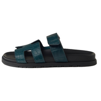 HERMES Chypre Slide Slippers Women's Turquoise